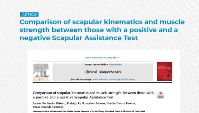 Artigo – Comparison of scapular kinematics and muscle strength between those with a positive and a negative Scapular Assistance Test